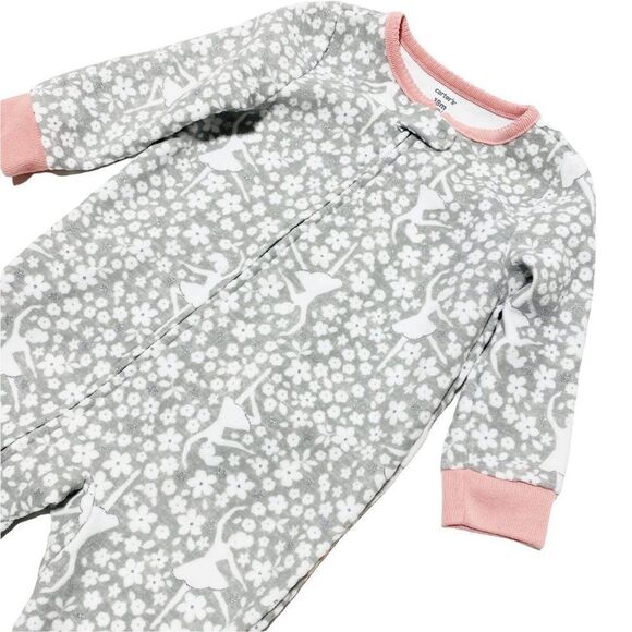 NEW Carters Sparkly Star Ballerina Print Fleece Footed PJs - Picture 2 of 3